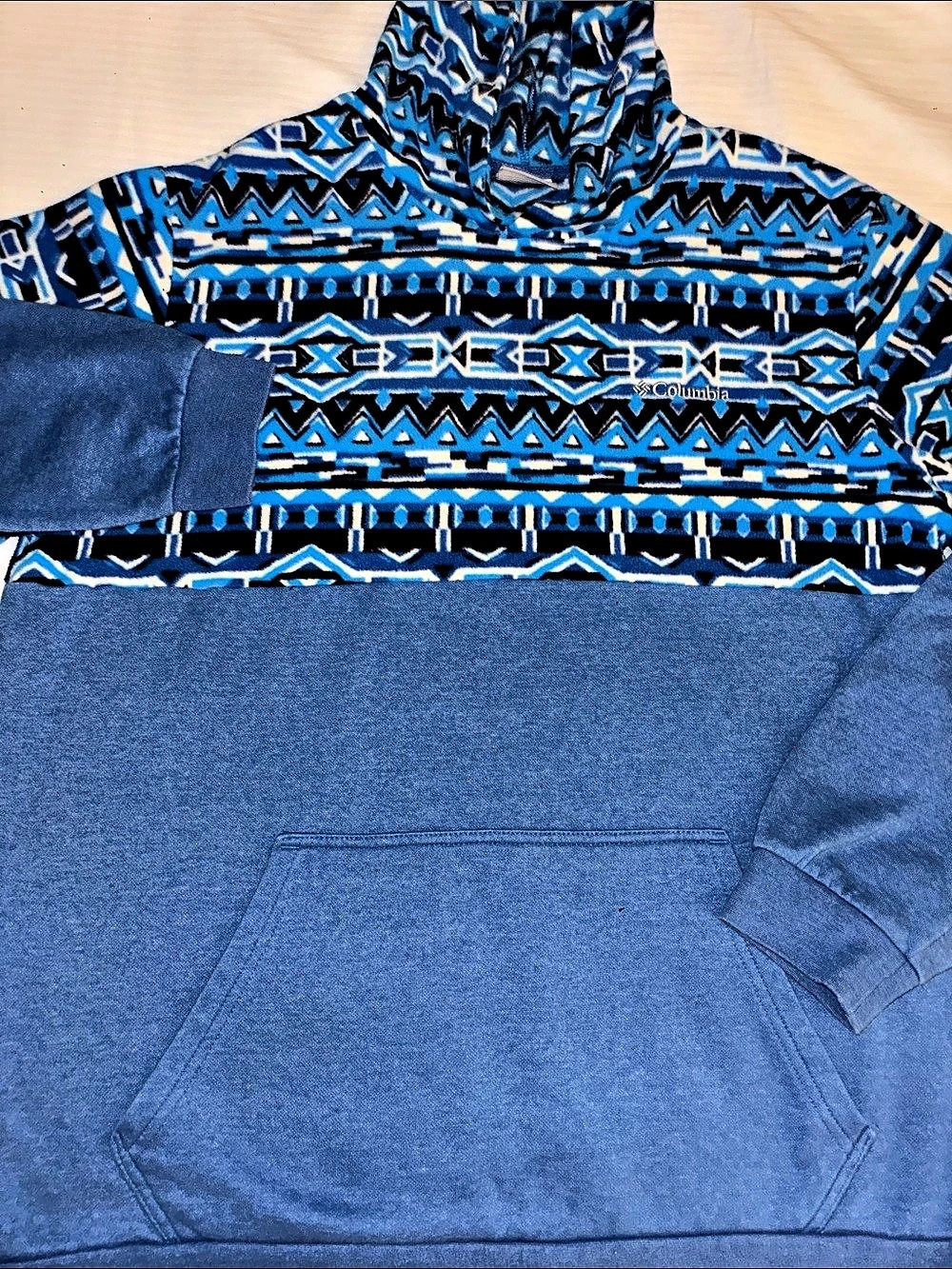 Columbia Geometric Fleece Hoodie Blue & Black